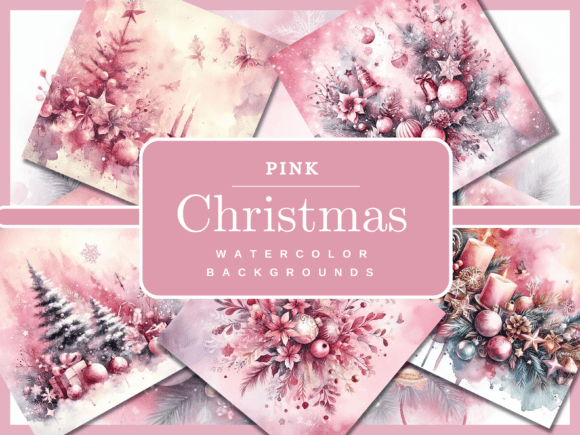 40 Pink Watercolor Christmas Backgrounds: Your Holiday Design Toolkit