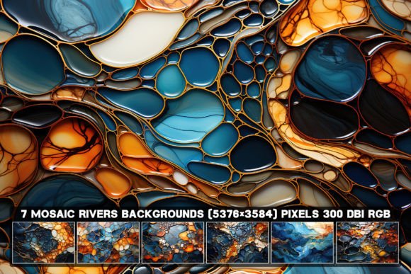 7 Mosaic Rivers Backgrounds Flowing: A Designer's Texture Toolkit