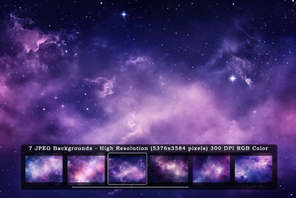7 Purple Galaxy Sky Textures: Cosmic Design Assets