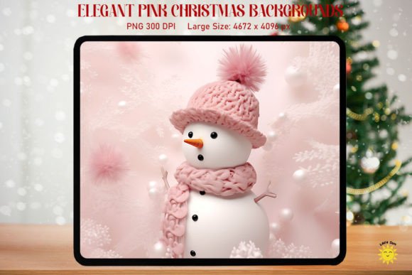 Elegant Pink Snowman Xmas Backgrounds for Festive Design