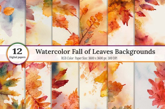 Embrace Autumn with Watercolor Fall of Leaves Backgrounds