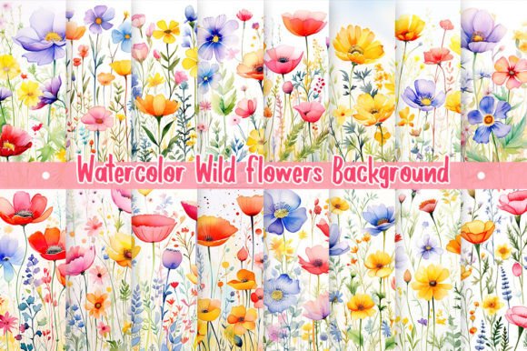 Enchant Your Projects with Watercolor Wild Flowers Backgrounds