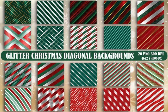 Glitter Christmas Diagonal Backgrounds: Festive Design Assets