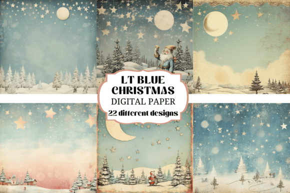 Light Blue Shabby Christmas Backgrounds for Holiday Crafts