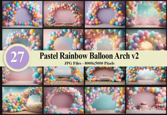 Pastel Balloon Rainbow Arch Backgrounds: A Designer's Dream