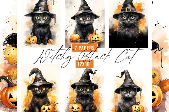 Watercolor Black Cat Backgrounds: A Creative Asset for Halloween Projects